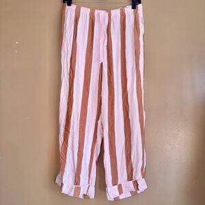 Joyspun Women's Pink Brown Striped Lightweight Pants - Size Small